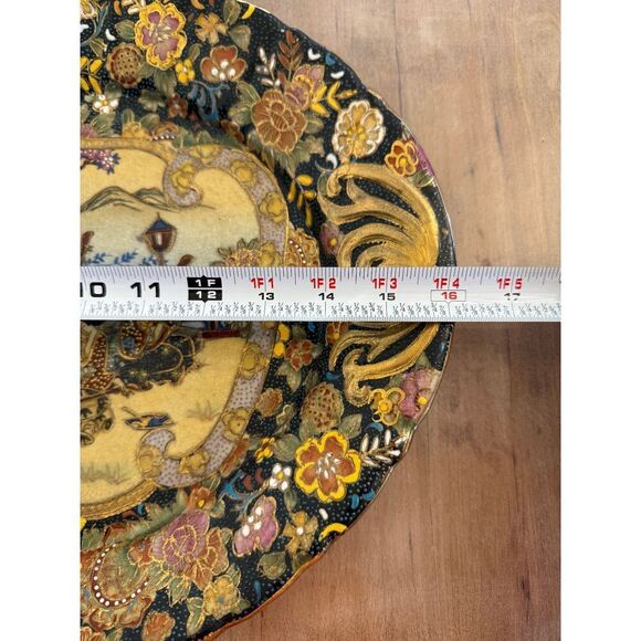 Japanese Meiji Satsuma Polychrome Porcelain " Geisha's Garden Song" Oval Platter - Picture 7 of 8